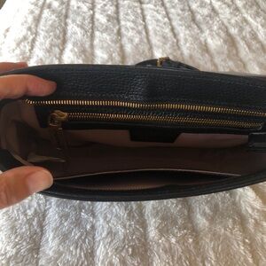Valentino by Mario Valentino Black Leather Bag with Gold Accents